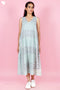 Slub Cotton Sleeveless Dress In Block Print